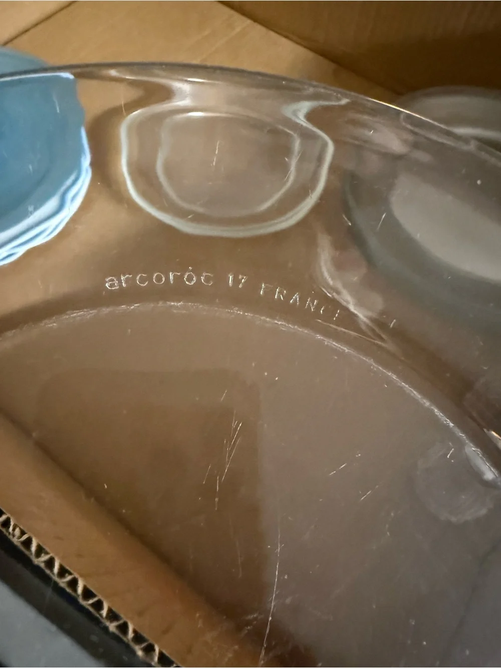 Vintage clear glass plate marked 